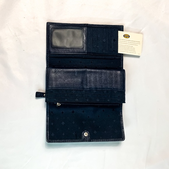 Fossil Women's Madison Slim Clutch Wallet Pebbled Leather Striped Multi-Colored - Picture 4 of 4